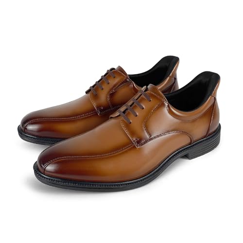 [ＰＡＦＨＬ] 革靴 メンズ 立ったまま履ける 超軽量 生活防水 ビジネスシューズ 抗菌防臭 3E幅広 紳士靴 通勤 靴 シューズ 冠婚葬祭(2329lbr,茶,27cm)